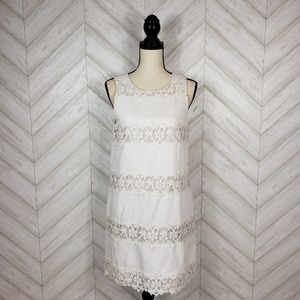 J. CREW Cotton Lace White Striped Shift Dress